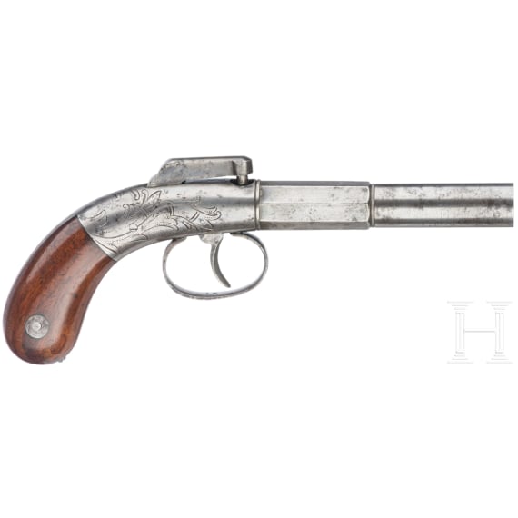 A U.S.-made single-shot bar hammer pistol by Bacon & Co