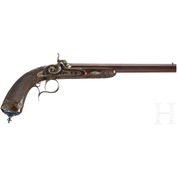 A pair of cased percussion pistols by Gastine Renette, Paris, circa 1850/60