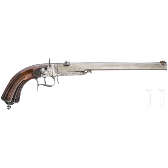 A French percussion pistol with drop barrel, circa 1860