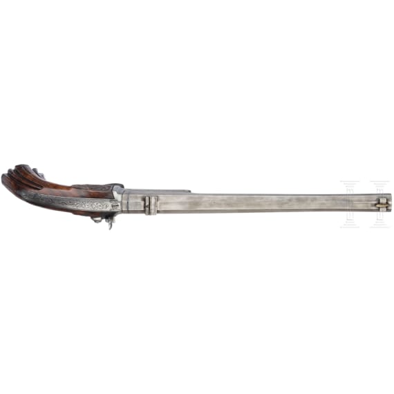 A French percussion pistol with drop barrel, circa 1860