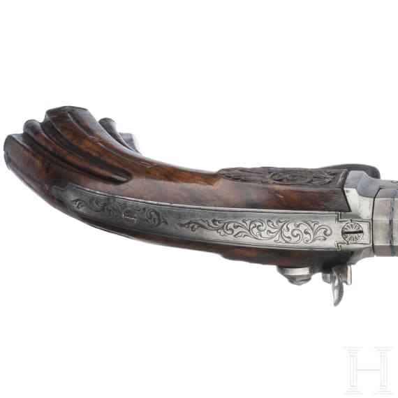 A French percussion pistol with drop barrel, circa 1860