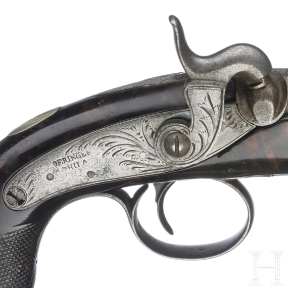 A percussion pocket pistol by Henry Deringer, Philadelphia, circa 1850/60