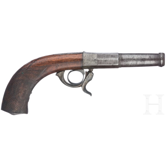 A German(?) percussion underhammer pistol, circa 1860