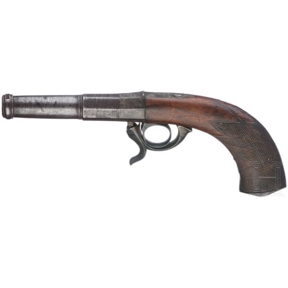 A German(?) percussion underhammer pistol, circa 1860