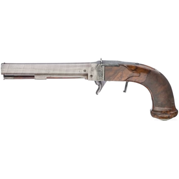 A Belgian underhammer percussion pistol, Li&egrave;ge, ca. 1860