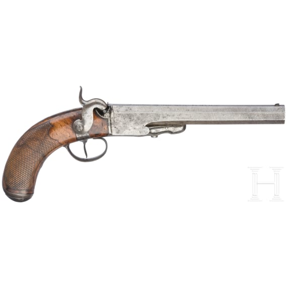 A breech loading percussion pistol, Lepage system, France, ca. 1860