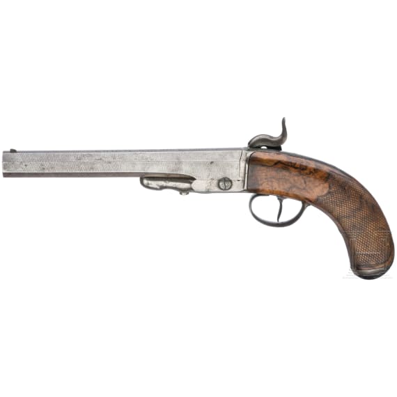A breech loading percussion pistol, Lepage system, France, ca. 1860