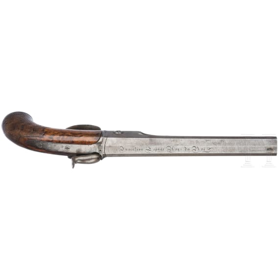 A breech loading percussion pistol, Lepage system, France, ca. 1860