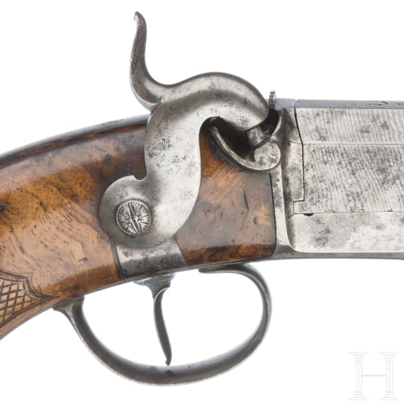 A breech loading percussion pistol, Lepage system, France, ca. 1860