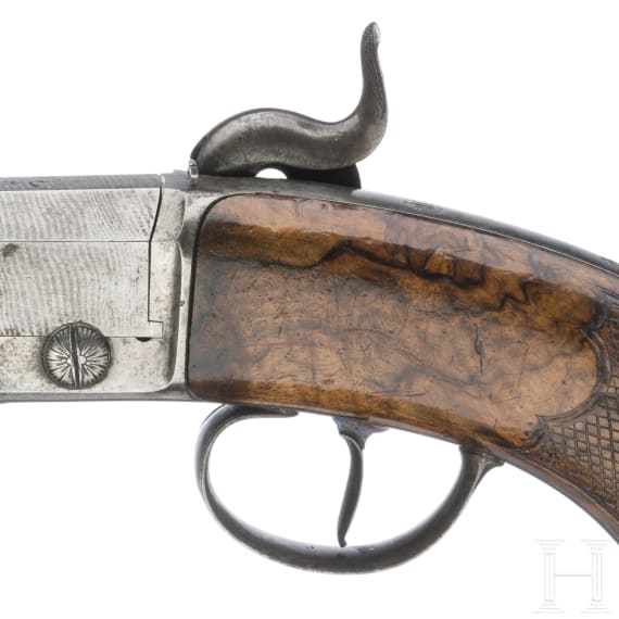 A breech loading percussion pistol, Lepage system, France, ca. 1860