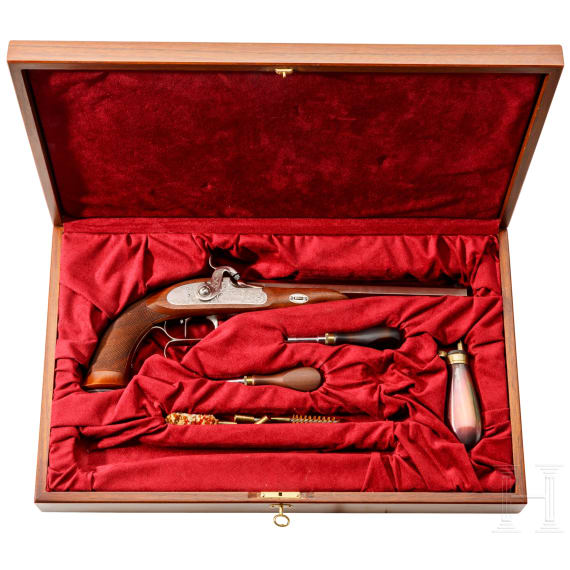 A cased "Le Page" percussion pistol, Italian replica by Pedersoli