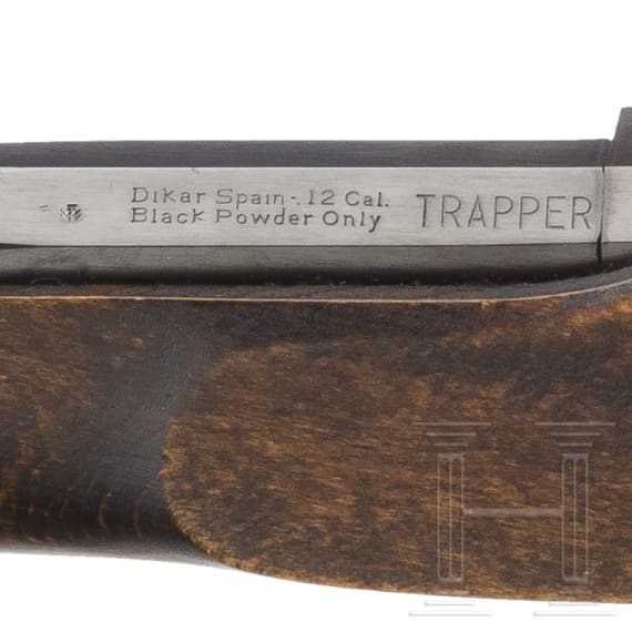 A percussion pistol with holster stock, Spanish replica by Dikar