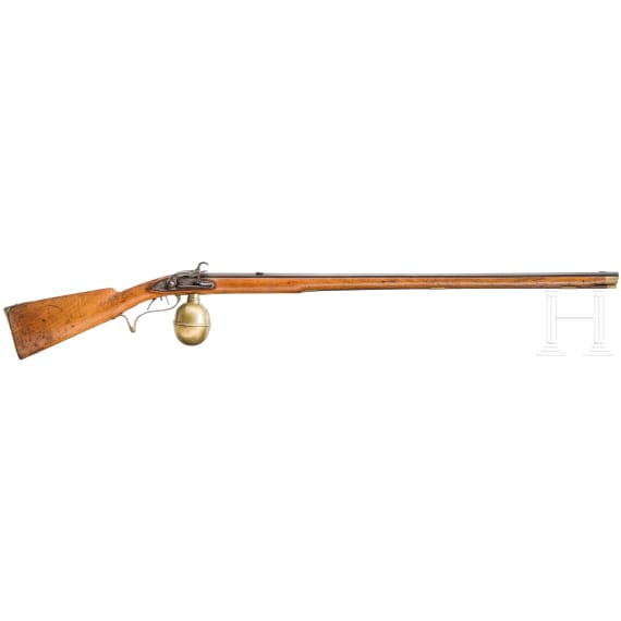 A German air rifle with ball reservoir, circa 1780