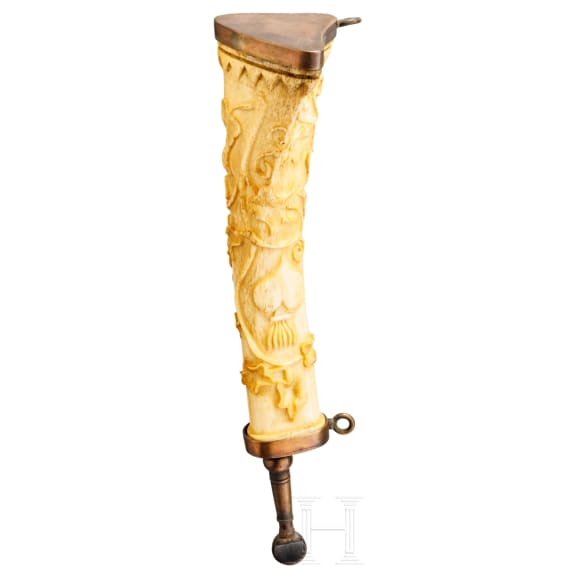 A German powder horn, 19th century