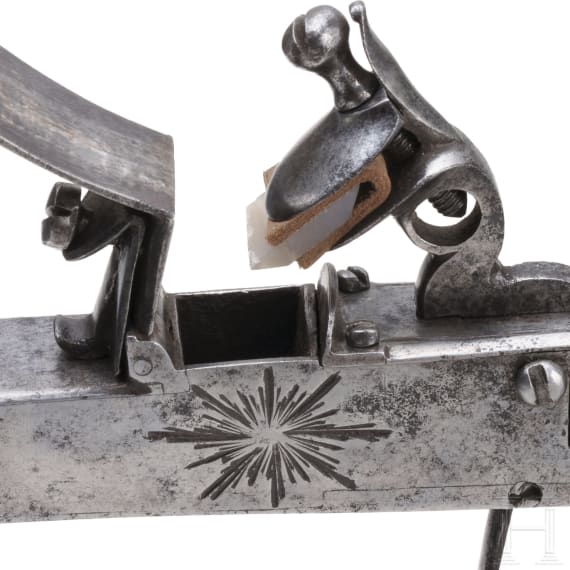 A flintlock lighter, probably English, circa 1800