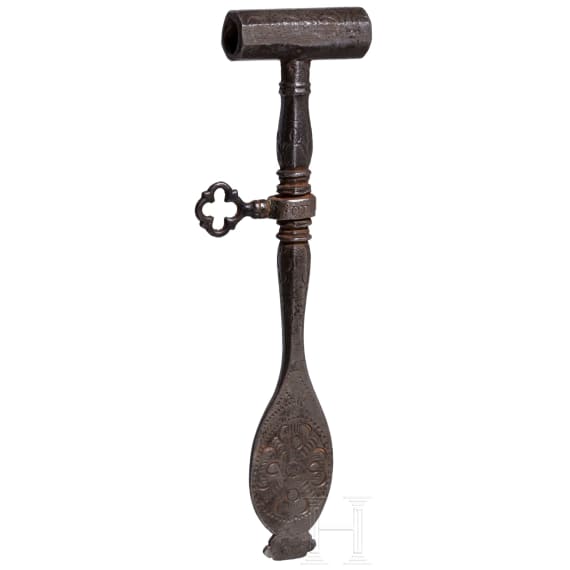 A German wheel-lock key, 17th century
