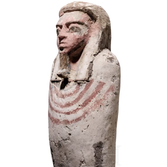 Bemalte h&ouml;lzerne Figur des Ptah-Sokar-Osiris mit Schutikrone, Sp&auml;tzeit bis ptolem&auml;isch, Mitte 1. Jtsd. v. Chr. - 100 v. Chr.