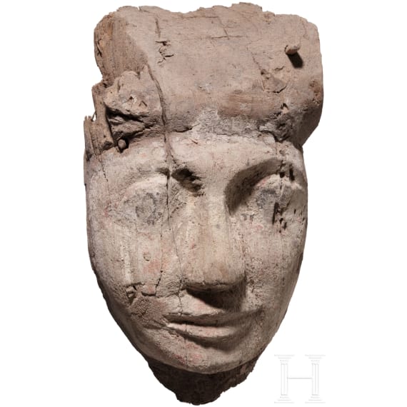 F&uuml;nf alt&auml;gyptische Mumienmasken aus Holz, Sp&auml;tzeit oder ptolem&auml;isch, Mitte 1. Jtsd. v. Chr. - 1. Jhdt. v. Chr.