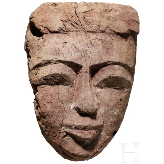 F&uuml;nf alt&auml;gyptische Mumienmasken aus Holz, Sp&auml;tzeit oder ptolem&auml;isch, Mitte 1. Jtsd. v. Chr. - 1. Jhdt. v. Chr.