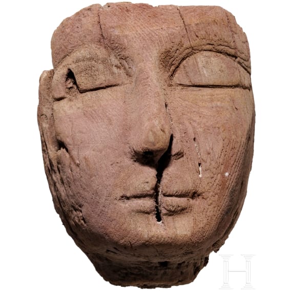 F&uuml;nf alt&auml;gyptische Mumienmasken aus Holz, Sp&auml;tzeit oder ptolem&auml;isch, Mitte 1. Jtsd. v. Chr. - 1. Jhdt. v. Chr.