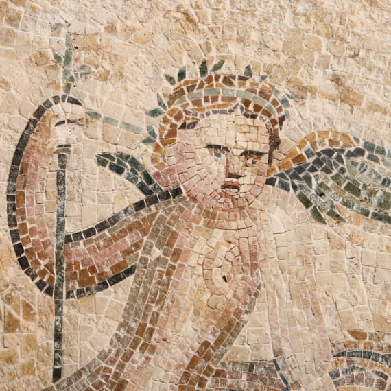 R&ouml;misches Mosaik mit Eros auf einem L&ouml;wen, Mitte 3. Jhdt. n. Chr.