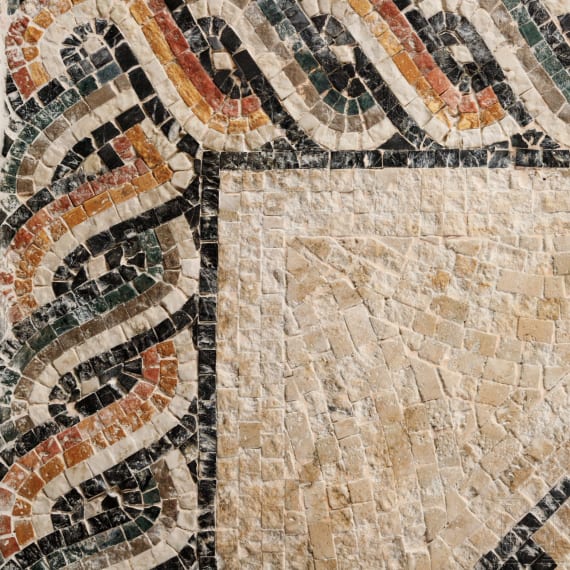 R&ouml;misches Mosaik mit Eros auf einem L&ouml;wen, Mitte 3. Jhdt. n. Chr.