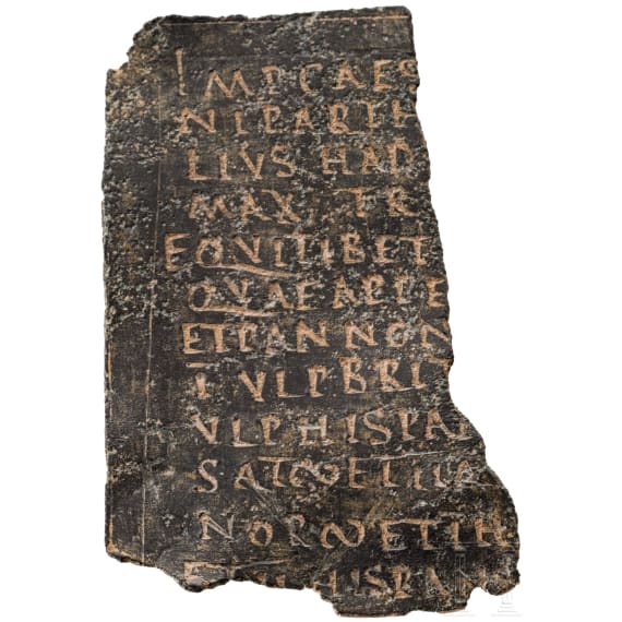 Fragment eines Milit&auml;rdiploms aus der Zeit von Antoninus Pius, Mitte 2. Jhdt. n. Chr.