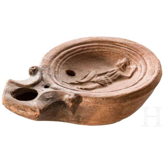 &Ouml;llampe mit Darstellung eines Gladiators, r&ouml;misch, Mitte 1. Jhdt. n. Chr.