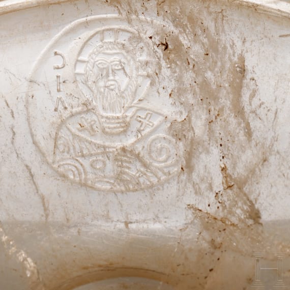 Schale aus Bergkristall mit Heiligendarstellungen, mittelbyzantinisch, 11 - 12. Jhdt.