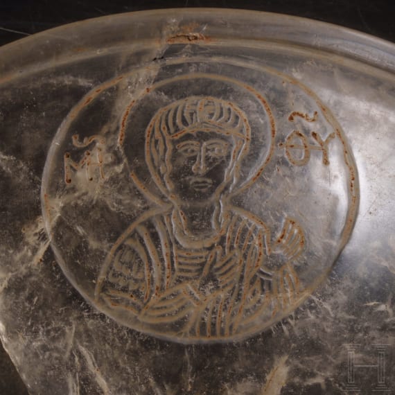 Schale aus Bergkristall mit Heiligendarstellungen, mittelbyzantinisch, 11 - 12. Jhdt.