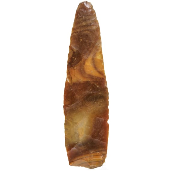 Flintdolch aus honigfarbenem Feuerstein, d&auml;nisches Endneolithikum, Ende 3. Jtsd. v. Chr.