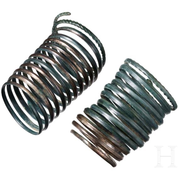 Ein Paar sp&auml;tbronzezeitliche Armspiralen, 13. Jhdt. v. Chr.