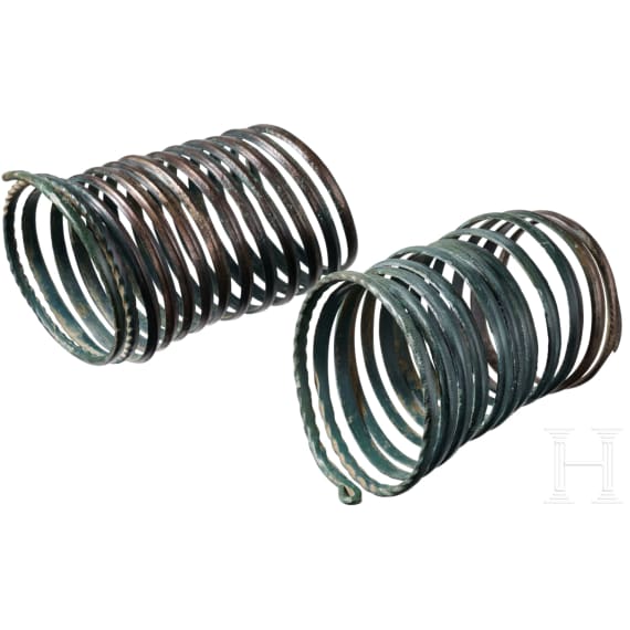 Ein Paar sp&auml;tbronzezeitliche Armspiralen, 13. Jhdt. v. Chr.