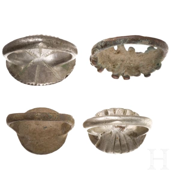 Zwei Silber- und zwei Bronzeringe, Balkan, 15. - 16. Jhdt.