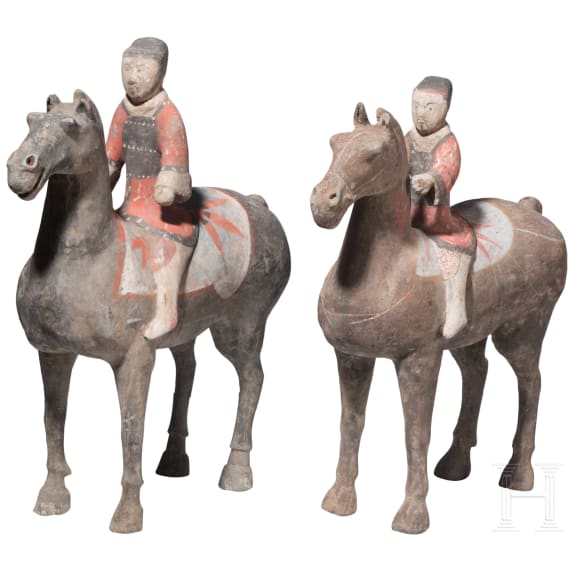 Zwei Reiterfiguren, China, westliche Han-Dynastie (206 v. Chr. - 8 n. Chr.)