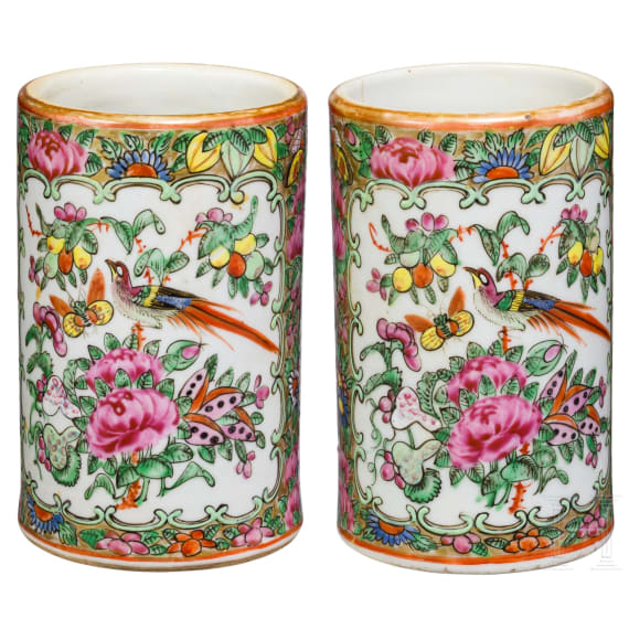 Ein Paar Pinselwascher im Famille-rose-Stil, China, um 1900