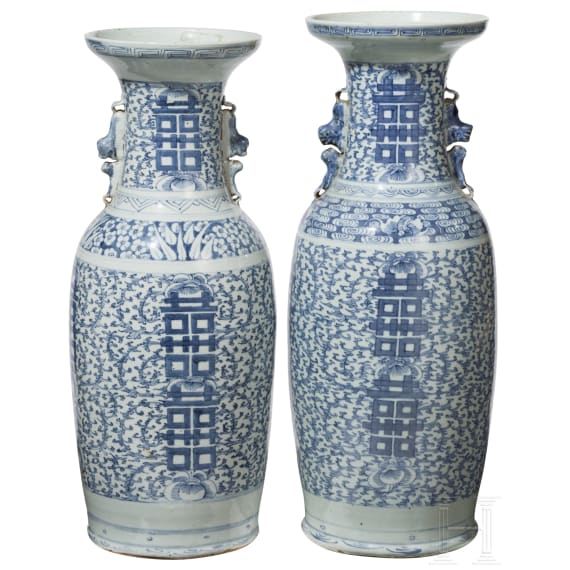 Ein Paar Porzellanvasen, China, Qing-Dynastie, 19. Jhdt.