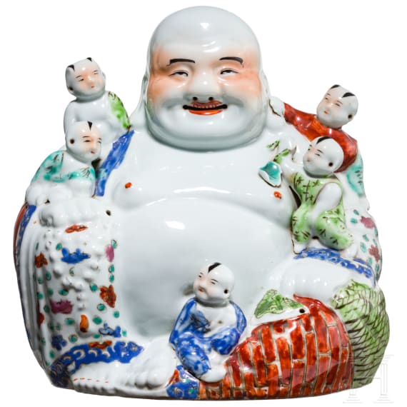 Lachender Buddha und Foo-Hund (L&ouml;we), China, Jiangxi-Provinz, Republikzeit