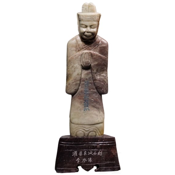 Specksteinfigur eines W&uuml;rdentr&auml;gers, China, 20. Jhdt.