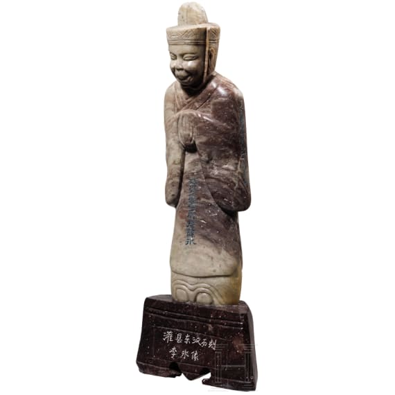 Specksteinfigur eines W&uuml;rdentr&auml;gers, China, 20. Jhdt.