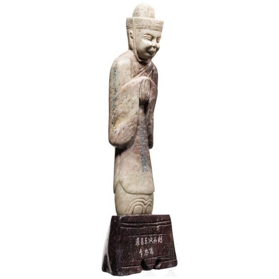 Specksteinfigur eines W&uuml;rdentr&auml;gers, China, 20. Jhdt.