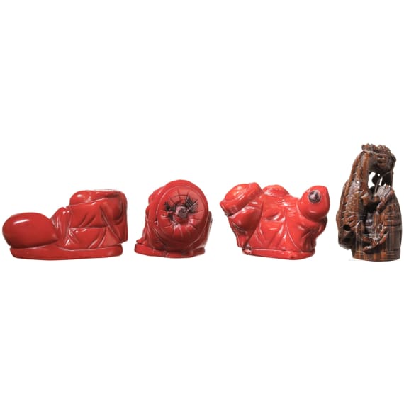 Neun Netsuke, Japan/China, um 1900