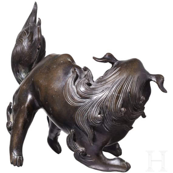 W&auml;chterl&ouml;we aus Bronze, Japan, 20. Jhdt.
