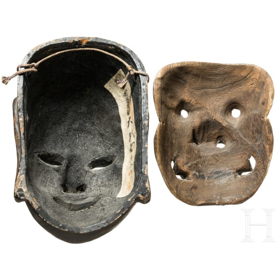 Zwei Nō-Masken, Japan, 19./20. Jhdt.