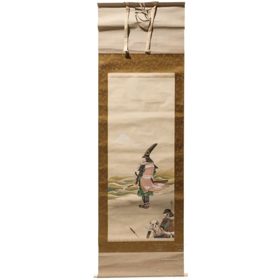 Rollbild mit Darstellung eines Daimyō, Japan, Taisho-Zeit, 1912 - 1926