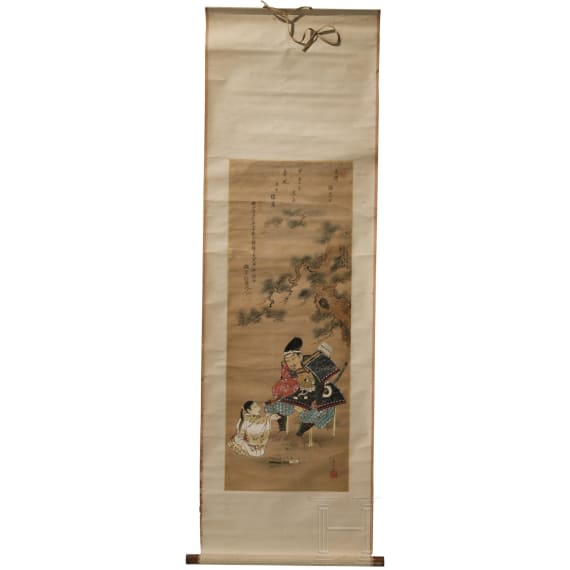 Rollbild mit Darstellung eines Samurai, Japan, 20. Jhdt.