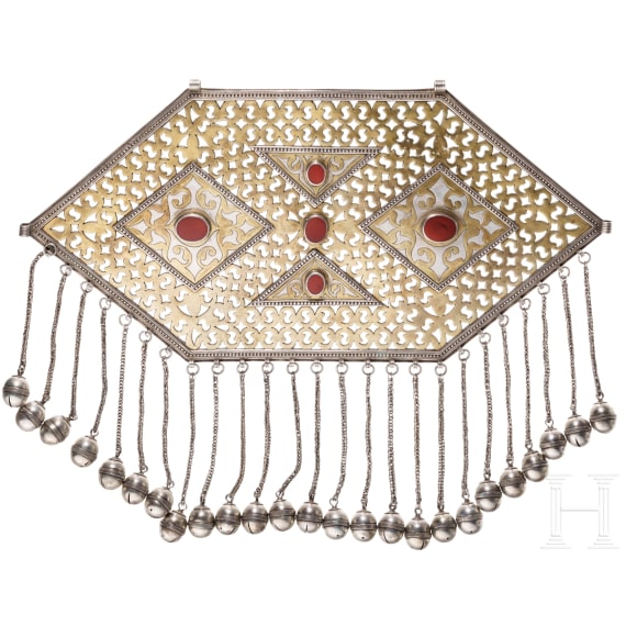 Gro&szlig;es silbernes Pektoral-Ornament, Teke, Turkmenistan, um 1900