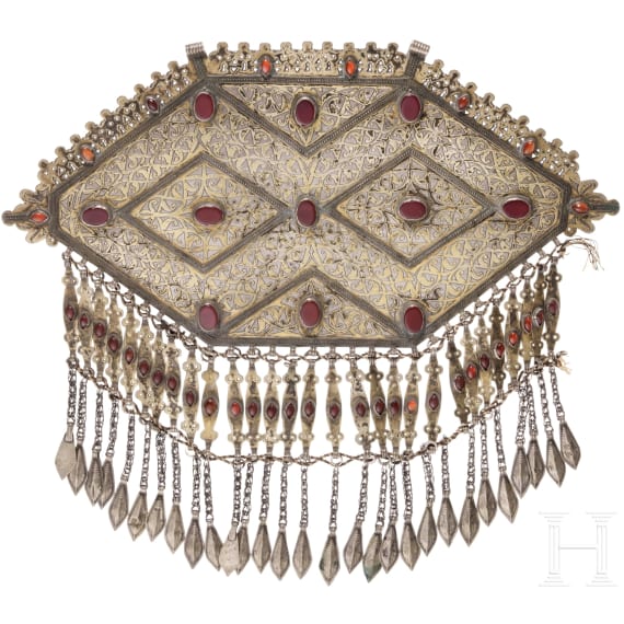 Gro&szlig;es silbernes Pektoral-Ornament, Teke, Turkmenistan, um 1900