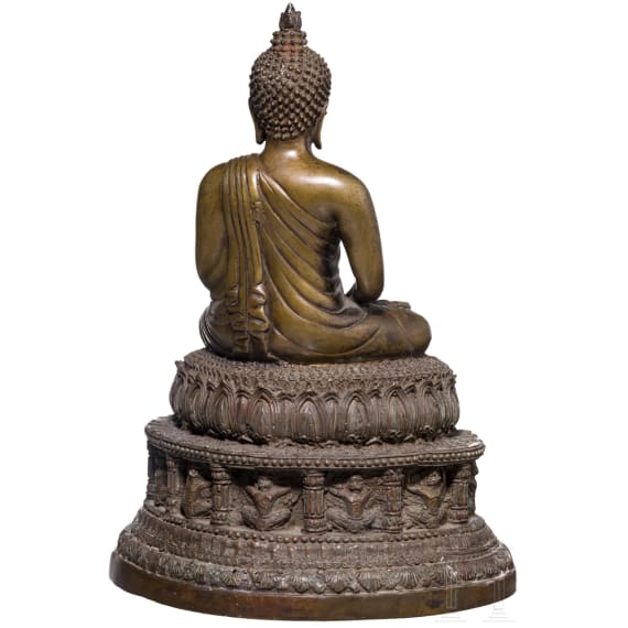 Sitzender Buddha aus Bronze, Thailand, 19. Jhdt.