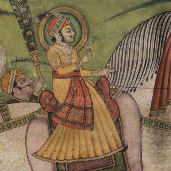 Portr&auml;t von Shri Govind Rao Ji mit Gefolge, Jalaun, Indien, 1. H&auml;lfte 19. Jhdt.